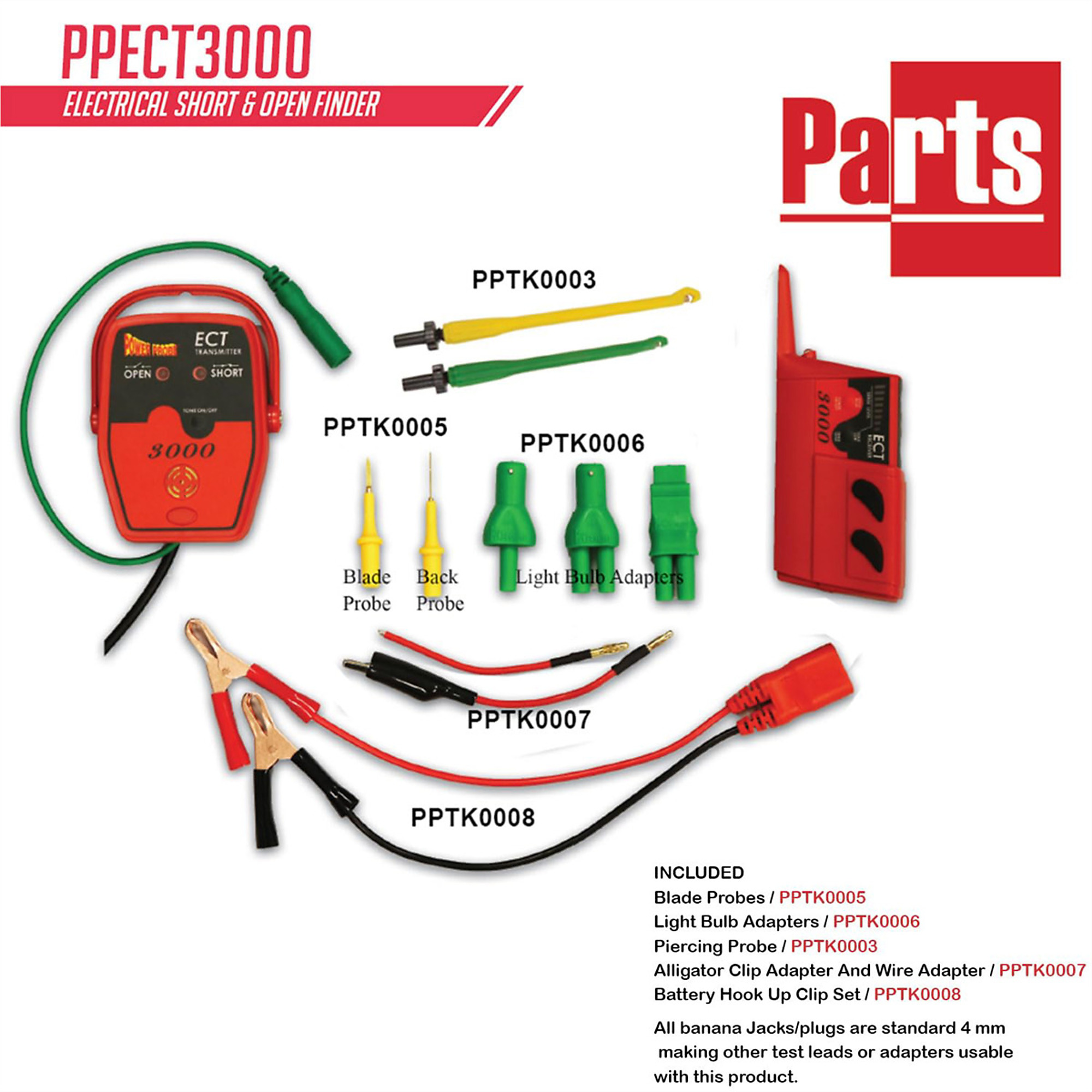 Power Probe Intelligent Circuit Tracer for Shorts and Opens — Standard Test Lead Set, Model# PPRPPECT3000